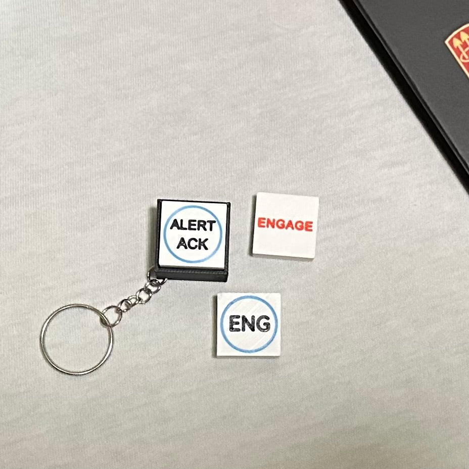 ECS ENG Keycap Clicker Keychain | Interchangeable Alert ACK/ Engage Buttons