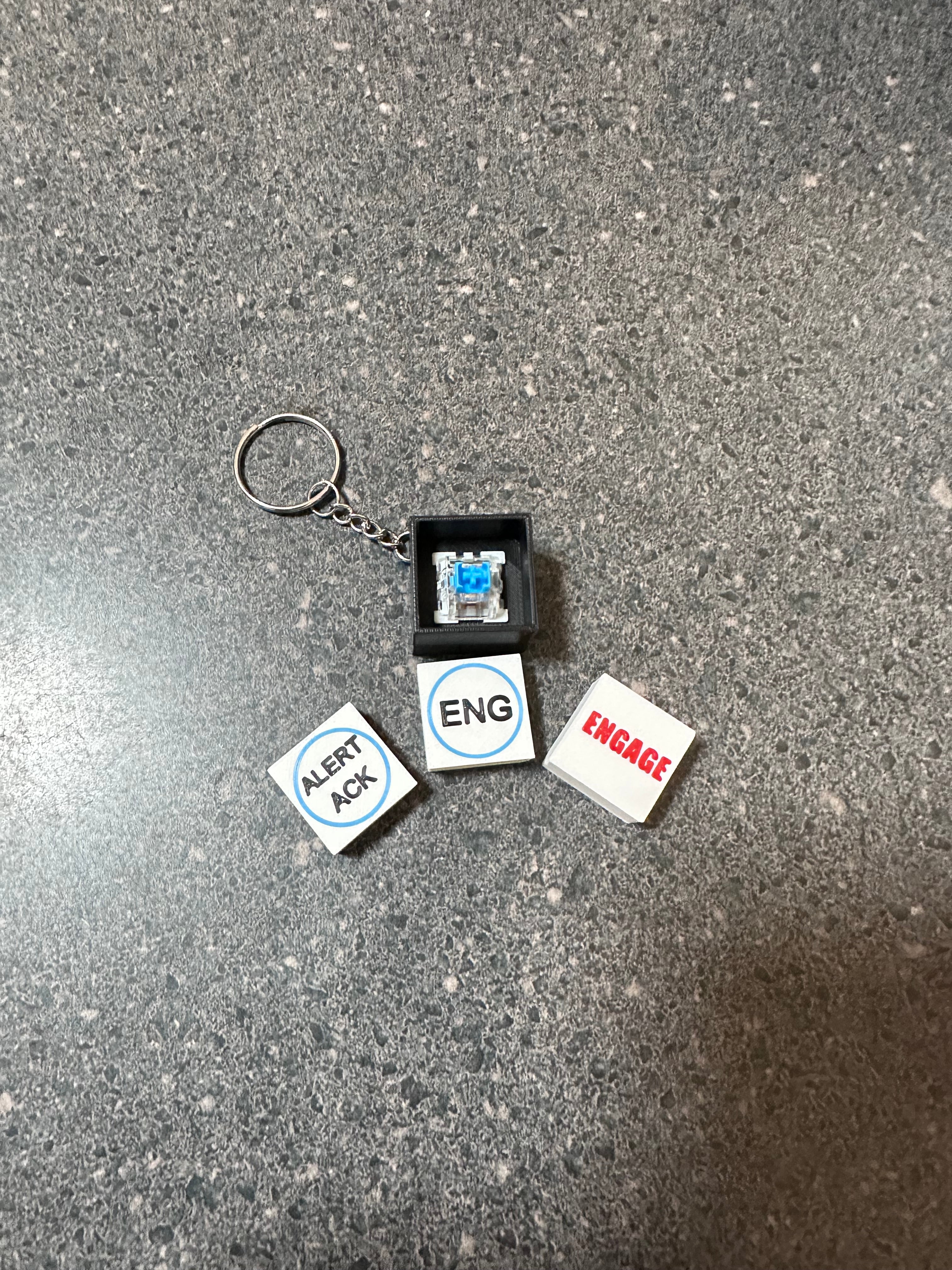 ECS ENG Keycap Clicker Keychain | Interchangeable Alert ACK/ Engage Buttons
