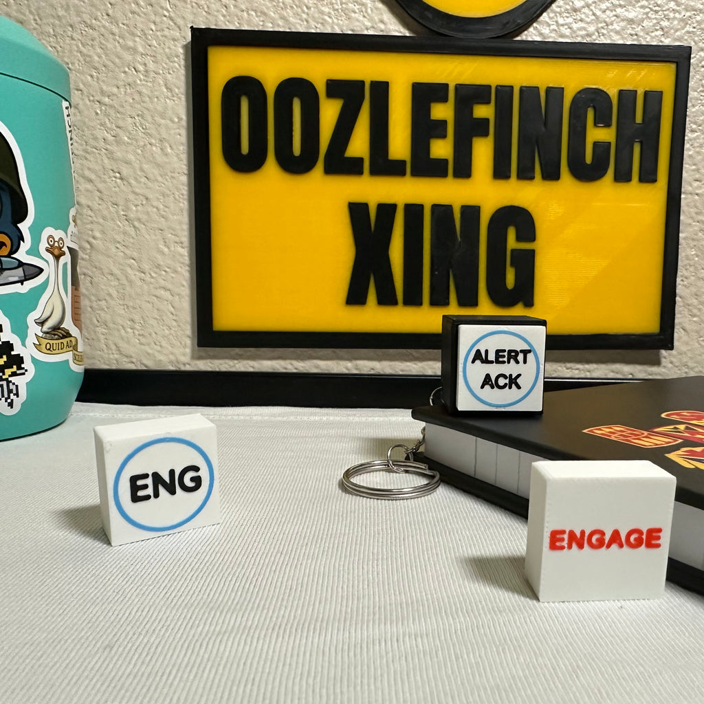 ECS ENG Keycap Clicker Keychain | Interchangeable Alert ACK/ Engage Buttons