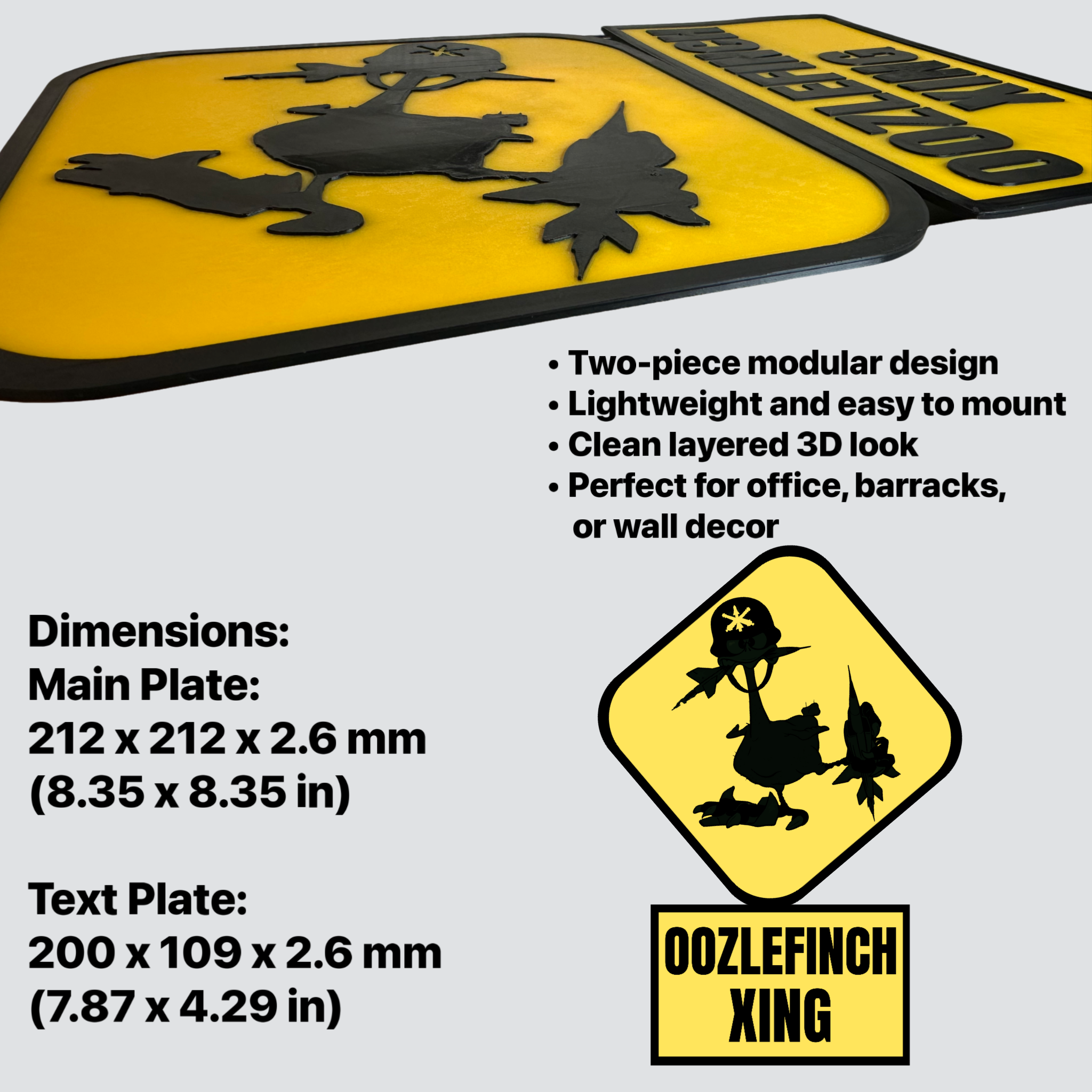 Oozlefinch Crossing Wall Sign | 2-Piece Air Defense Decor