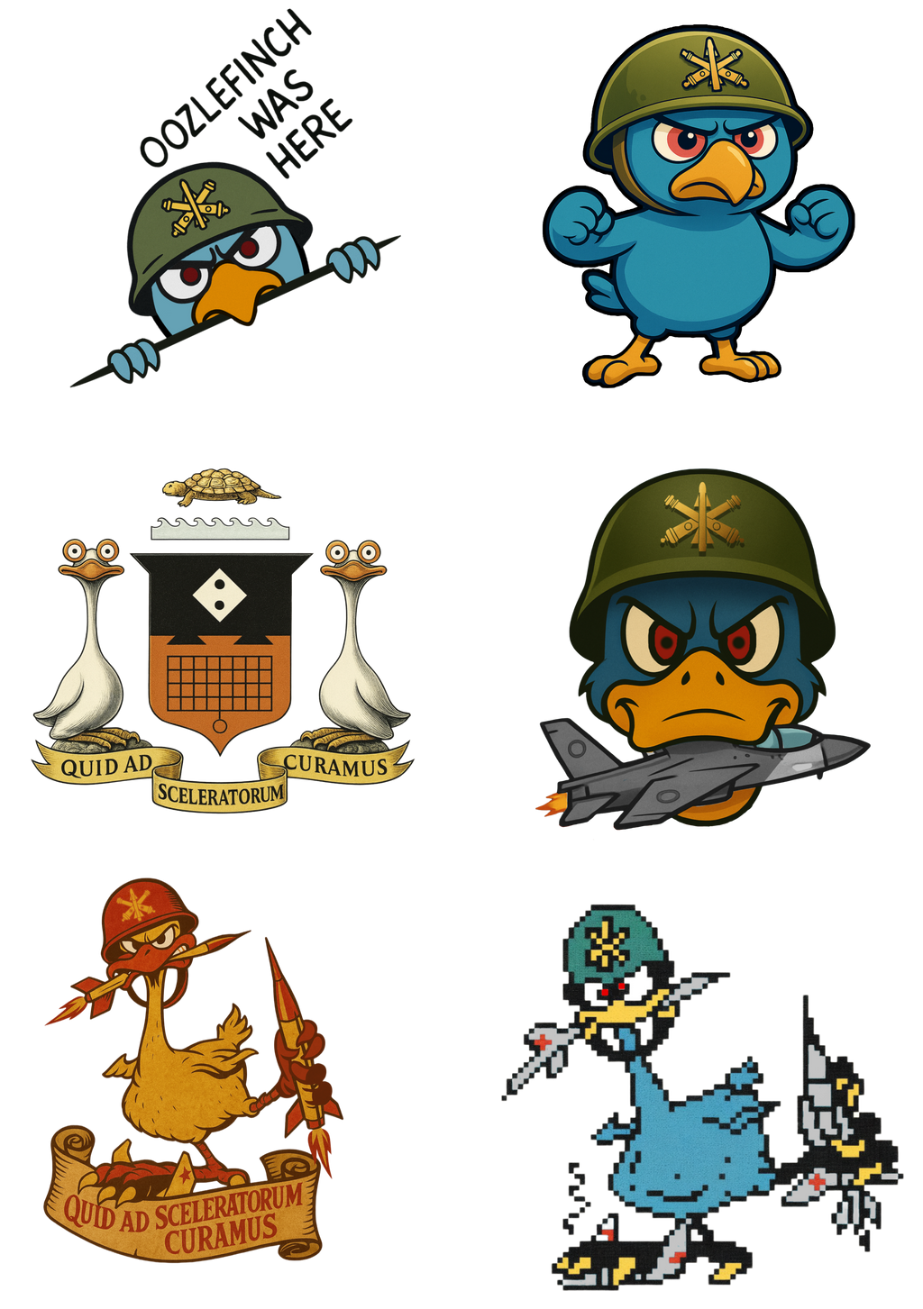 Oozlefinch Sticker Collection | ADA Heritage Glossy Sheet – First to Fire Chronicles