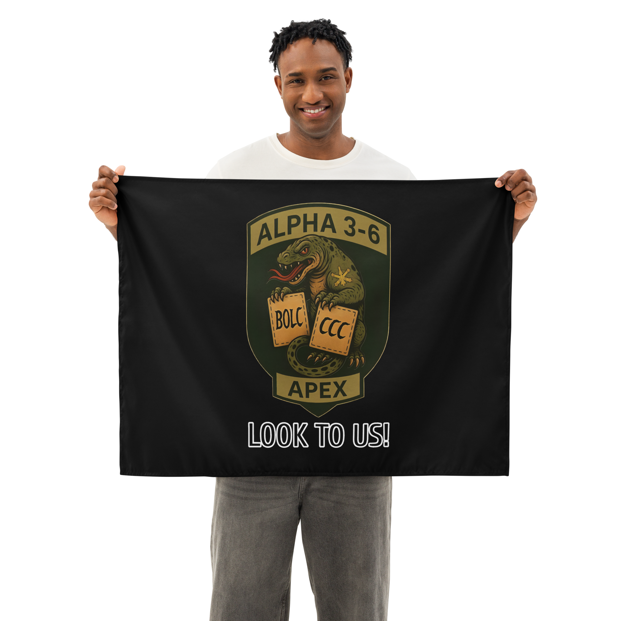 Alpha 3-6 Crest “LOOK TO US!” Indoor Tapestry – APEX Edition